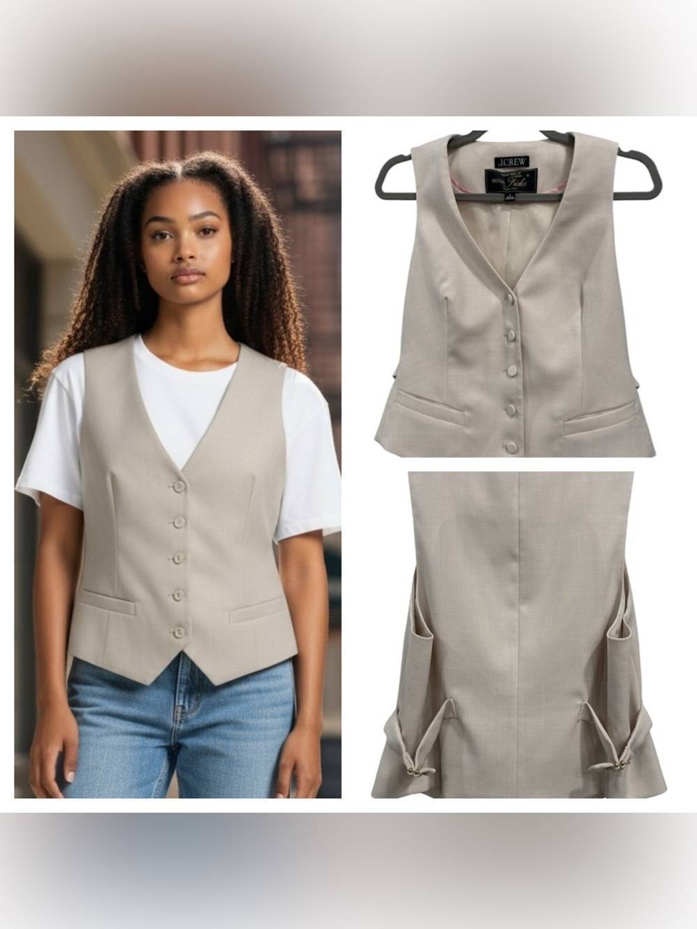 J. Crew Cream Wool-Blend Vest size 8
